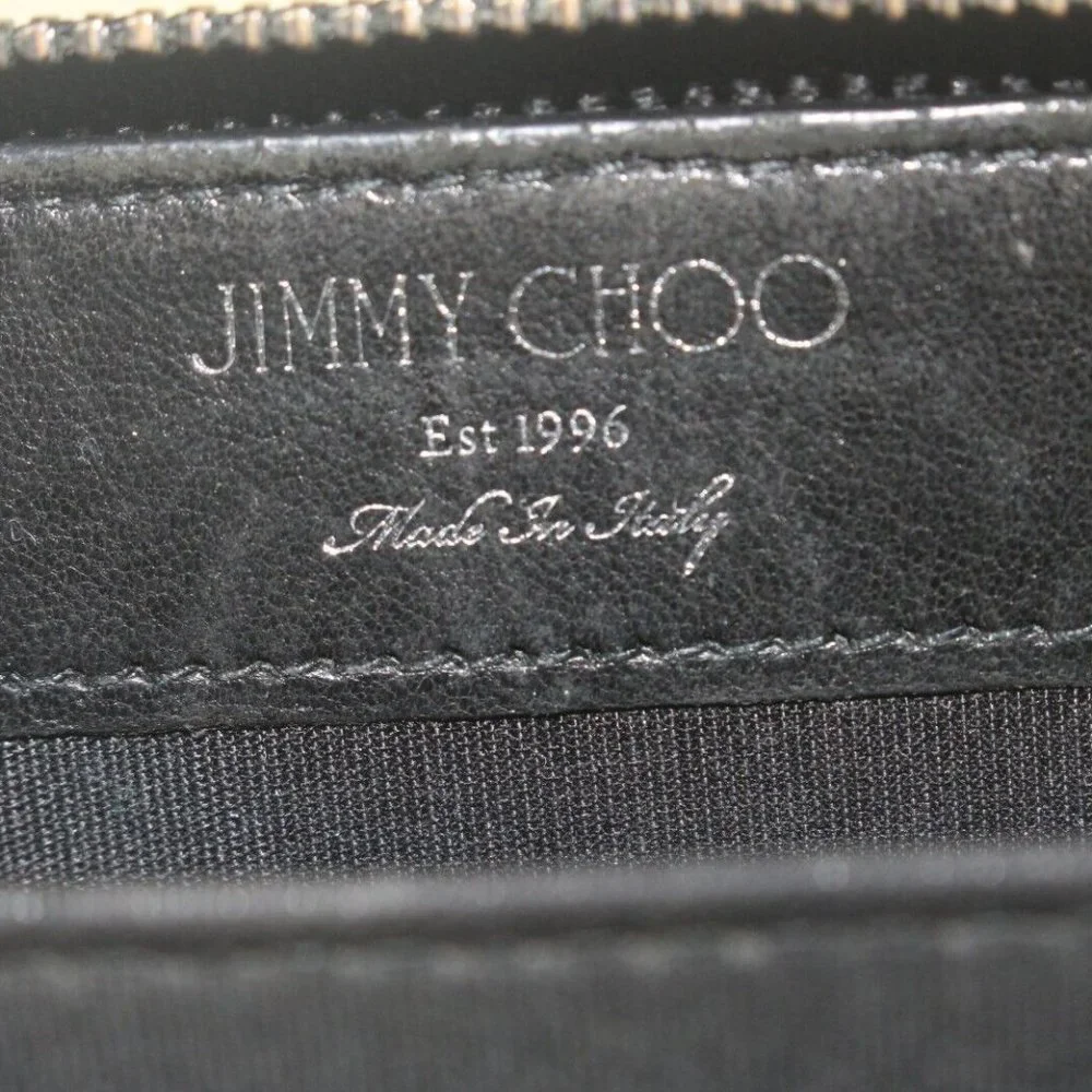 JIMMY CHOO Black Leather Star Zippy Wallet 1JC726K